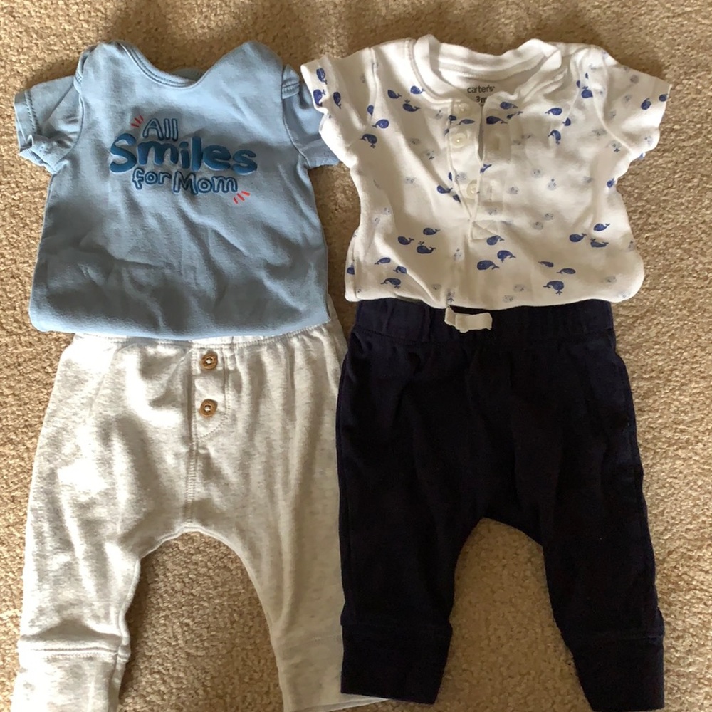 Carter’s Short Sleeve Onesies and Pants, Size 0-3
